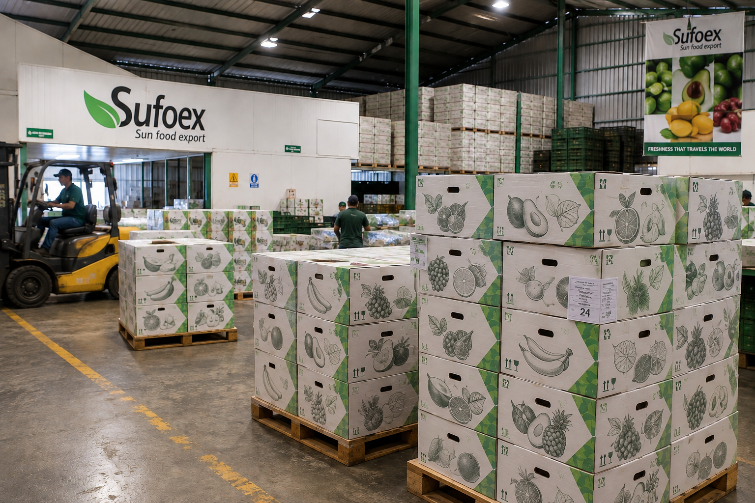 Aguacates dominicanos de exportación empacados y listos para el transporte